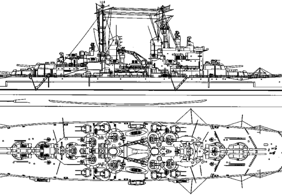 Боевой корабль HMS Vanguard 1946 [Battleship] - чертежи, габариты, рисунки